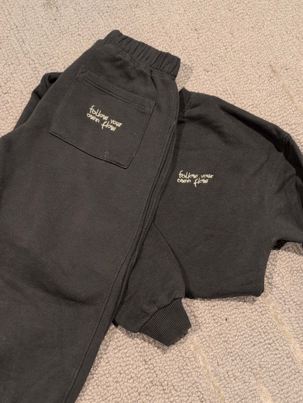 Zara Black Kids Sweatpants & Joggers Set with Embroidered Slogan